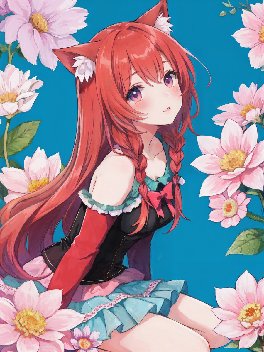 Catgirl flower wallpaper